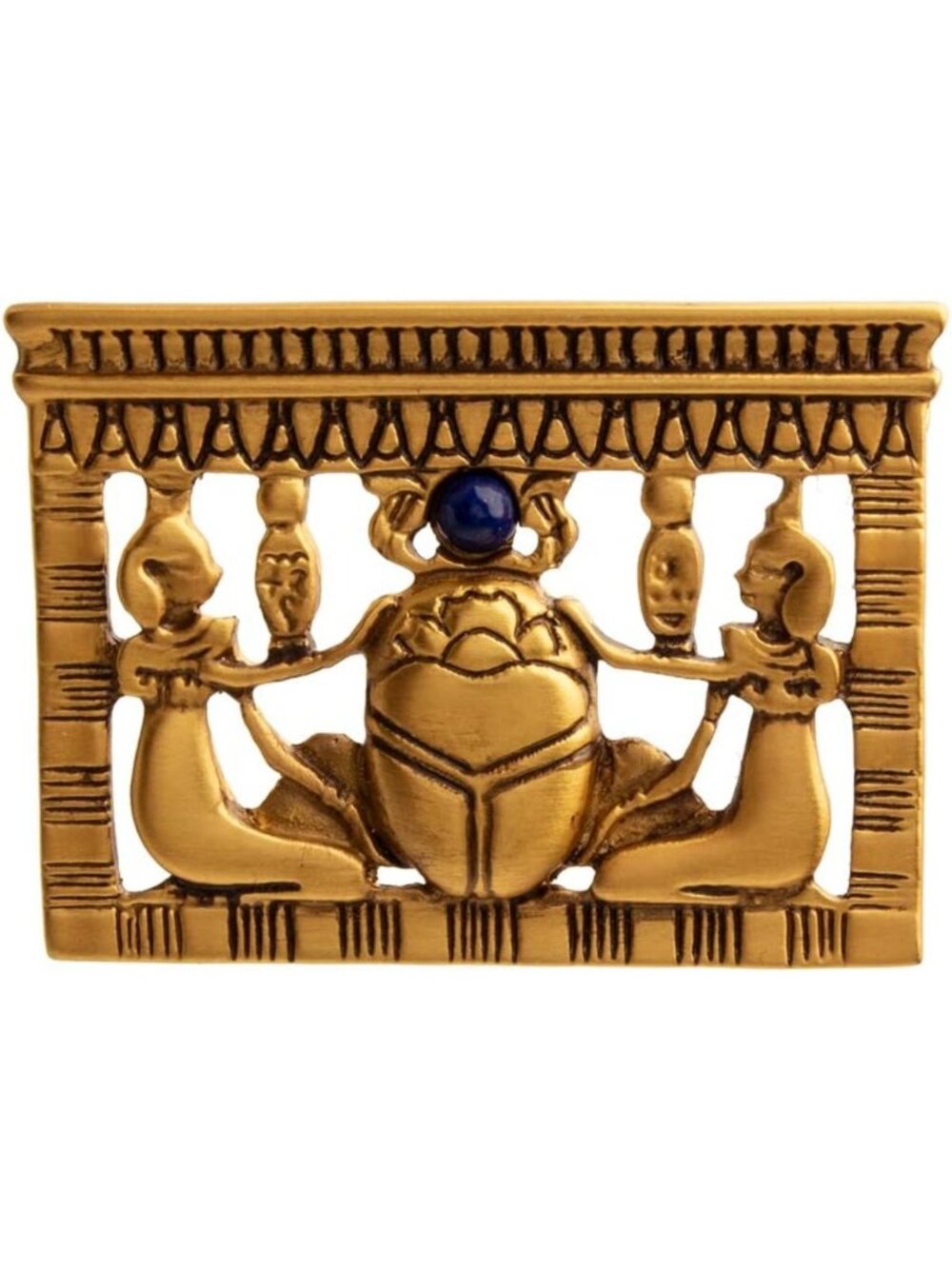 Vintage Egyptian Scarab Brooch with Lapis Lazuli - Unique Pectoral Jewelry